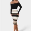 Off Shoulder Stripe Dress